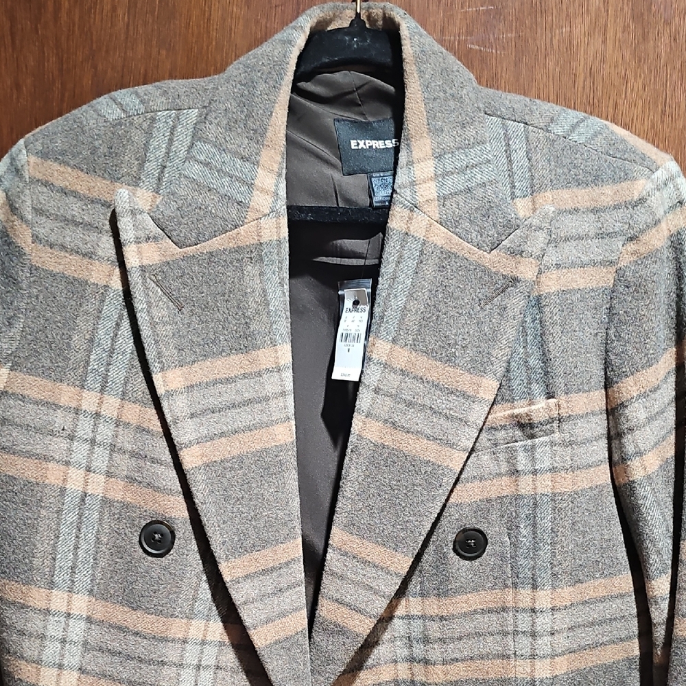Express Plaid Blazer in Brown and Tan